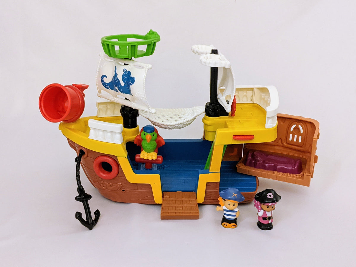 Fisher Price Little People Real Sounds Fishing Boat With Captain Mate and  Dolphine