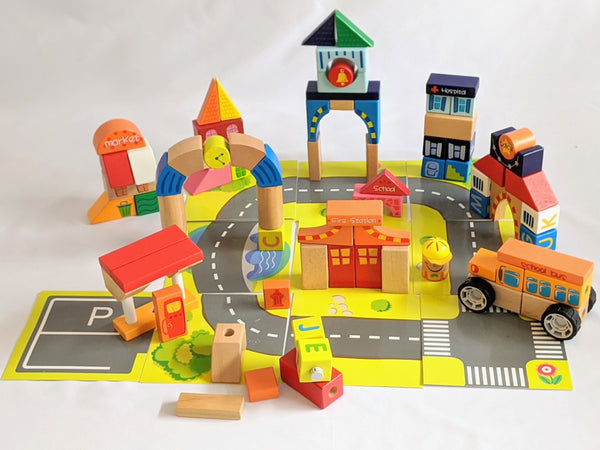 City Wooden Building Blocks-Toy-Rekidding