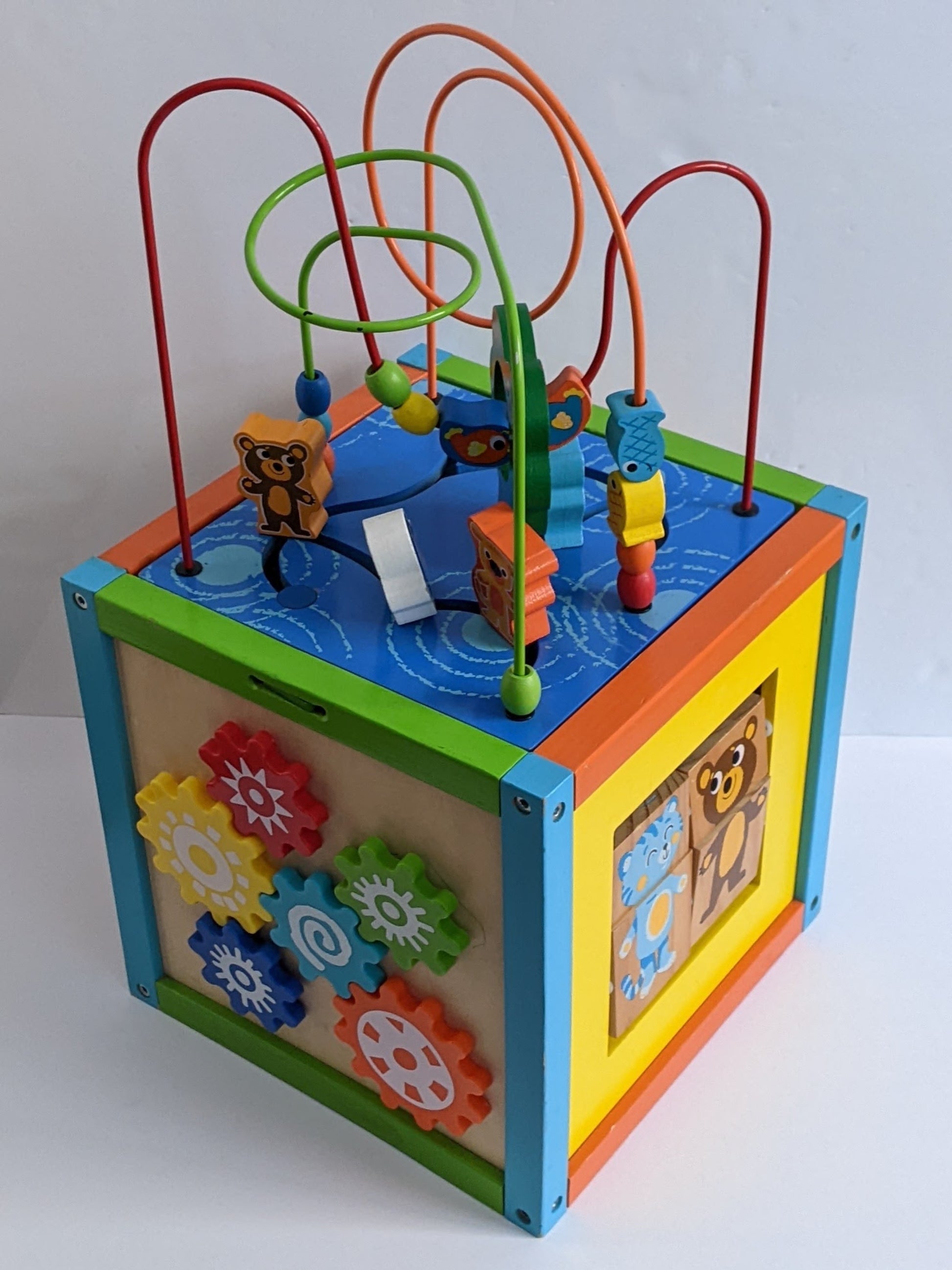 Wooden activity cubes and beads mazes-Toy-Rekidding